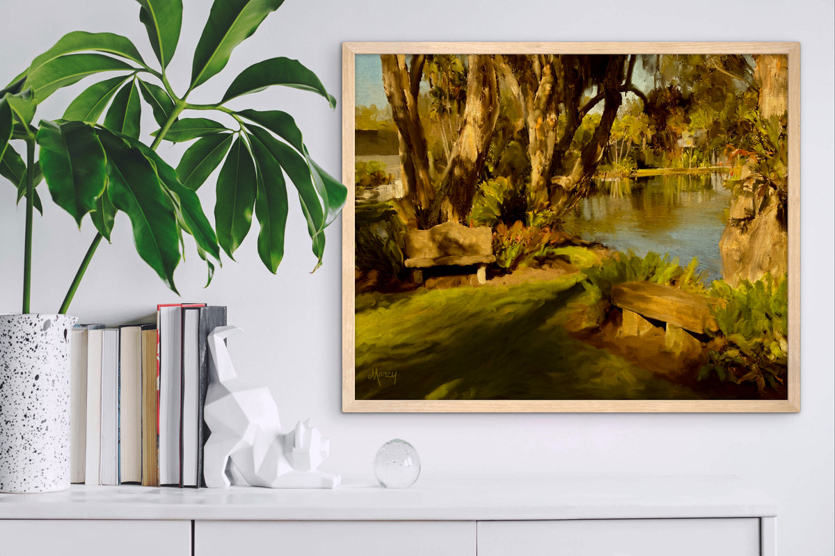Rock City Gardens Painterly Photograph Framed Poster – Impressionistic Tropical Botanical Wall Art