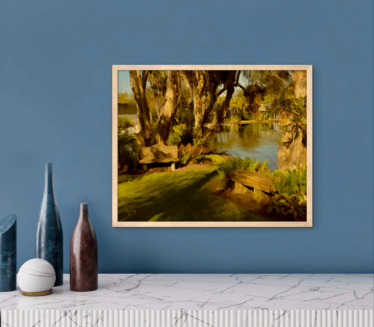 Rock City Gardens Painterly Photograph Framed Poster – Impressionistic Tropical Botanical Wall Art