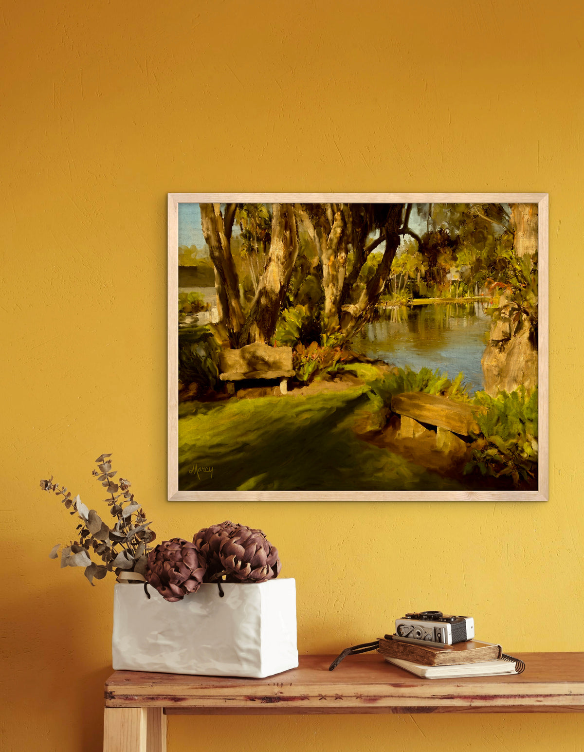 Rock City Gardens Painterly Photograph Framed Poster – Impressionistic Tropical Botanical Wall Art