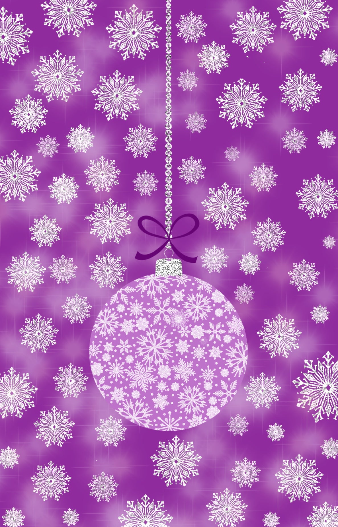 Glittering Snowflake Bauble in Purple iPhone Wallpaper