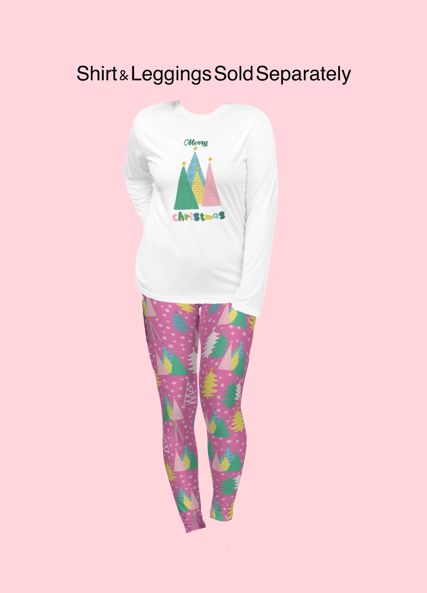 Pastel Christmas Trees High Waisted Yoga Leggings