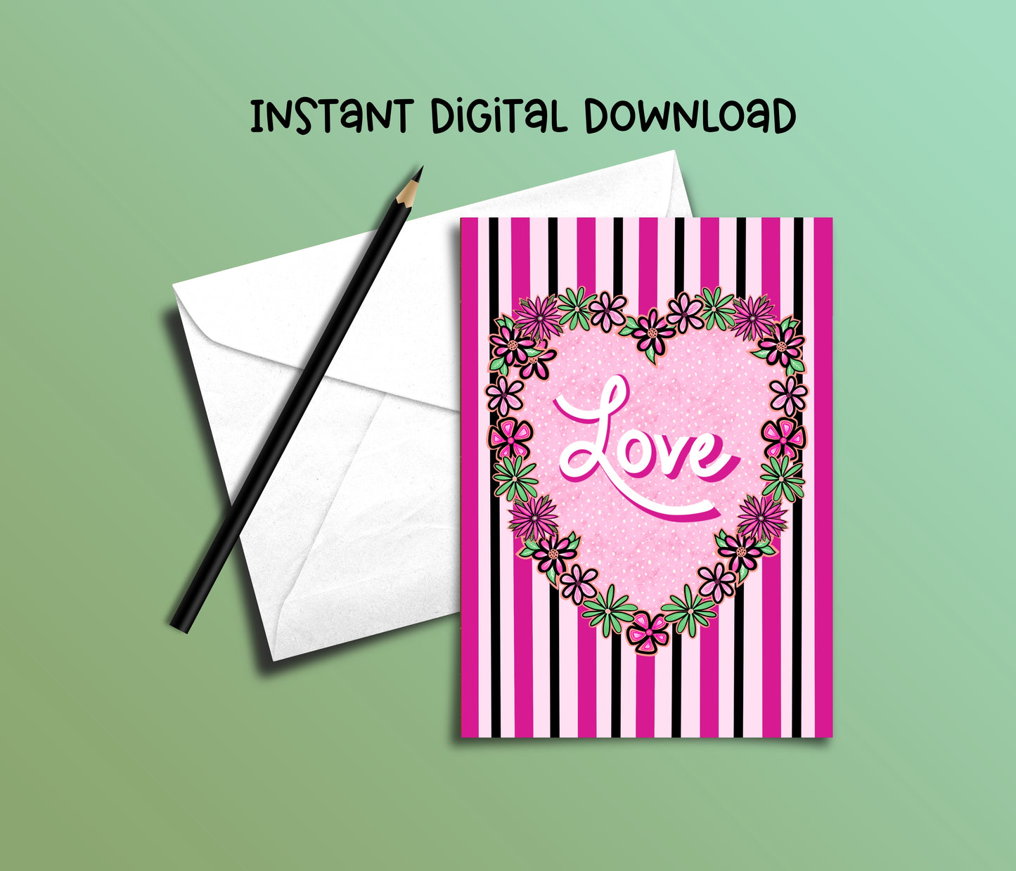 Love Valentine Card - Instant Digital Download