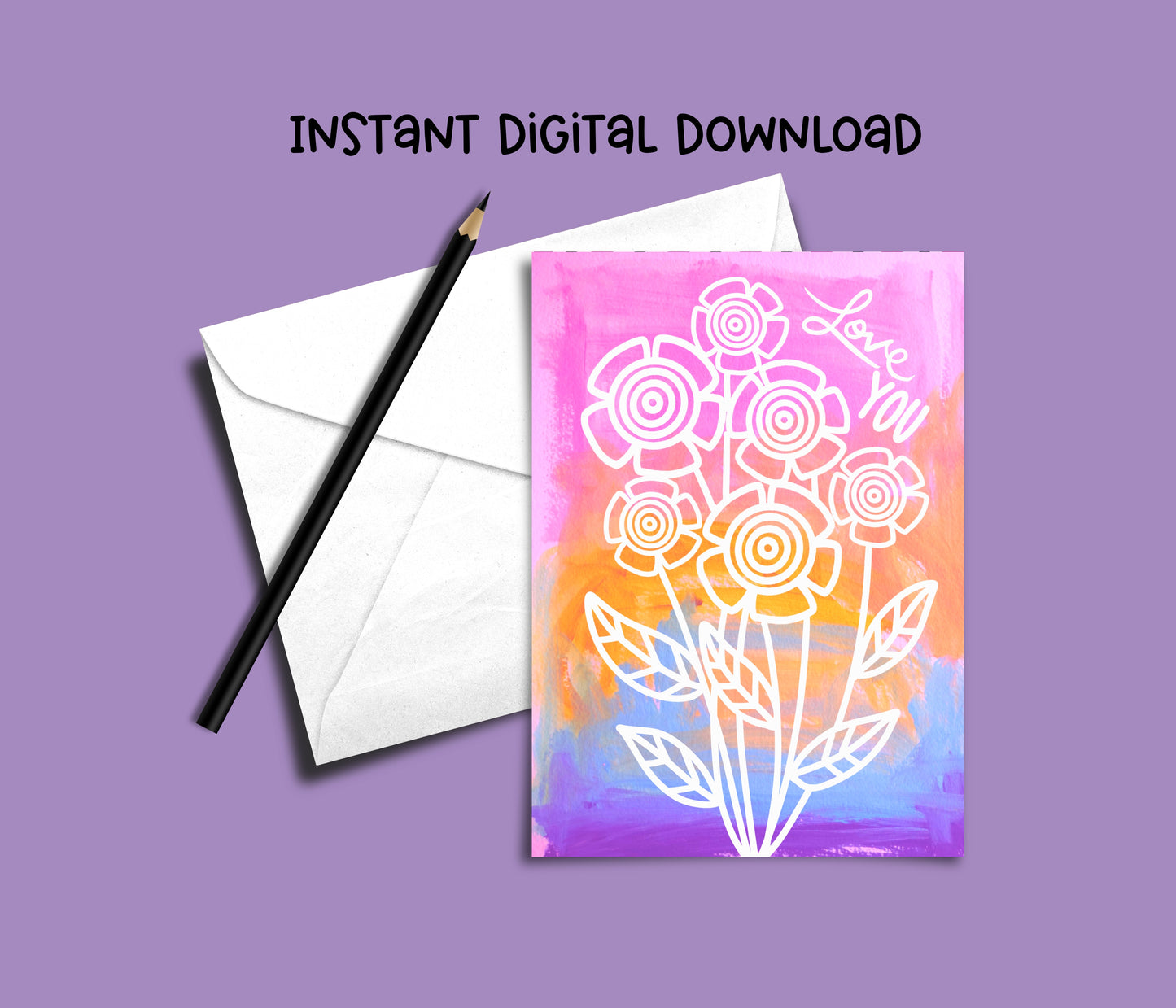 Love You Valentine Card - Instant Digital Download