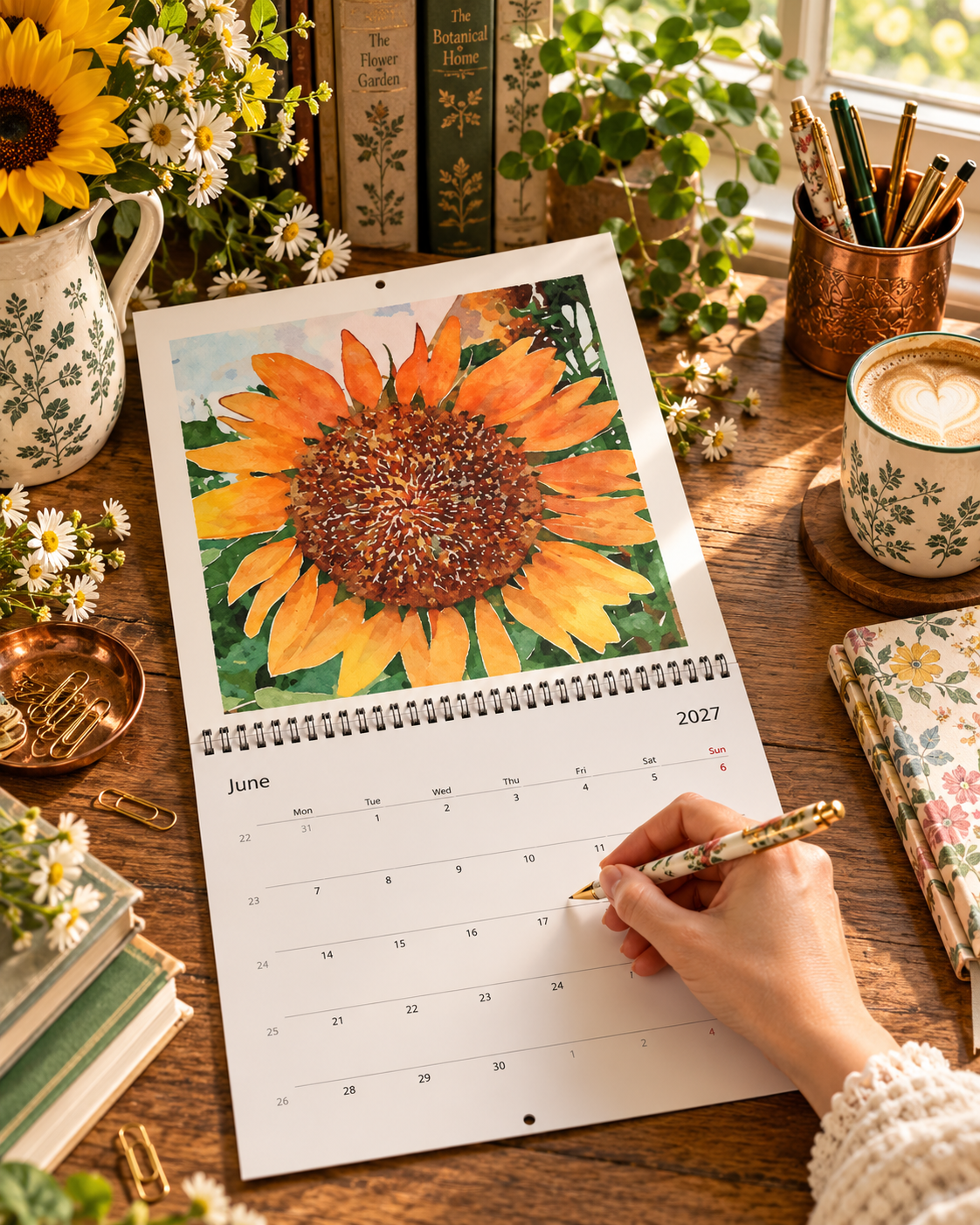 2027 Vintage Yellow Blooms Wall Calendar