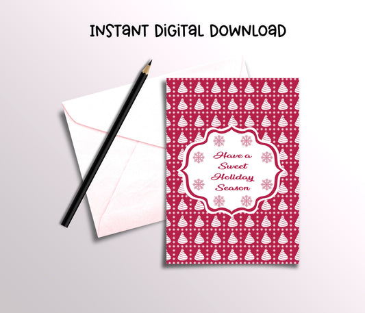 Peppermint Kisses Christmas Card - Instant Digital Download