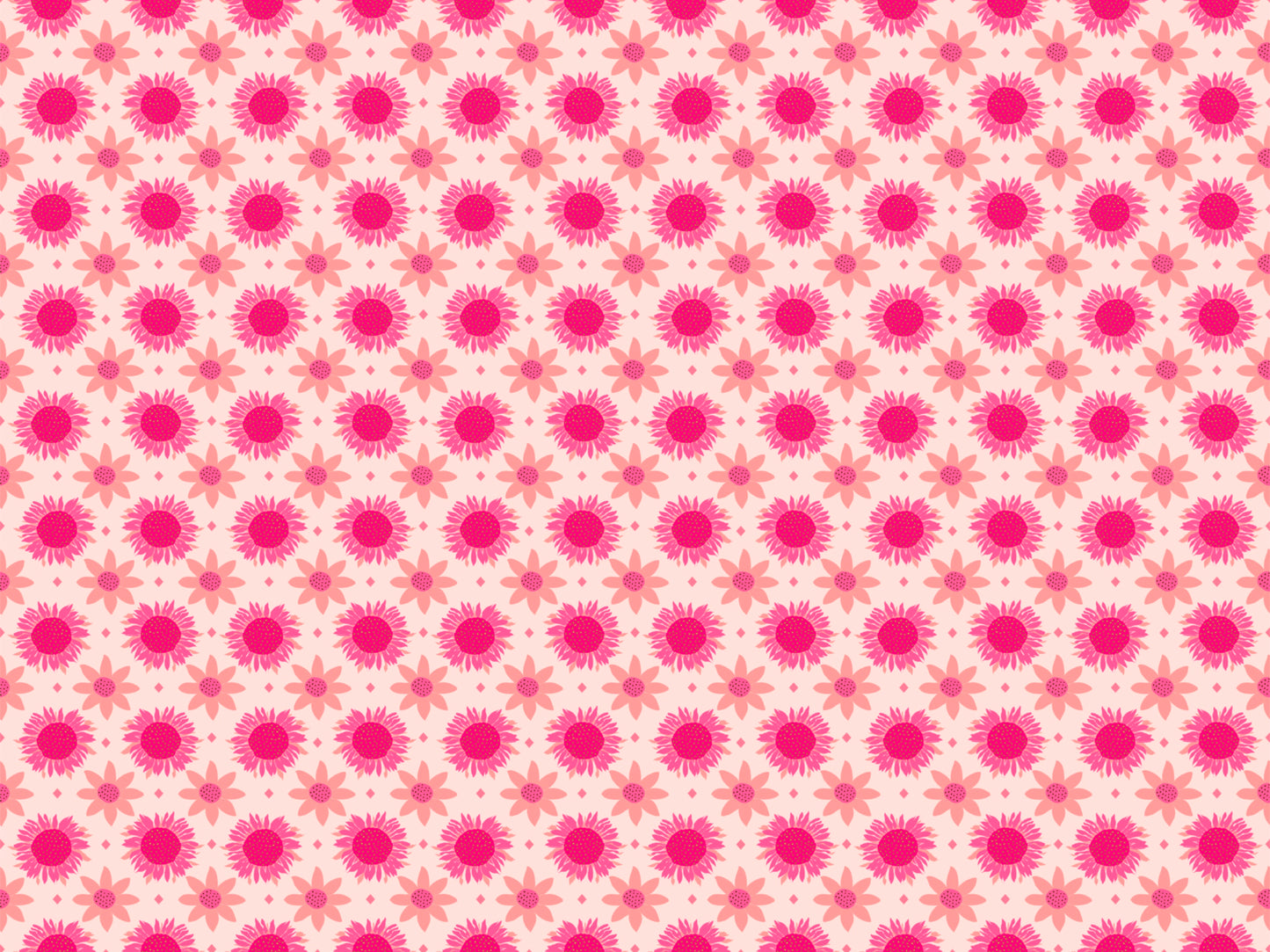 Retro Pink Sunflowers iPad Wallpaper