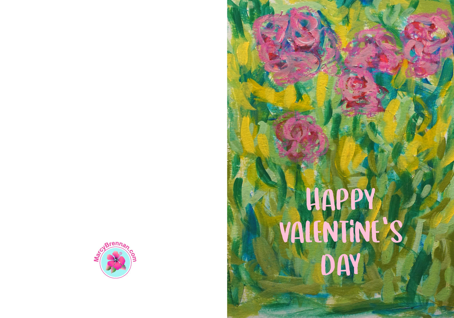 Pink Roses Valentine Card - Instant Digital Download