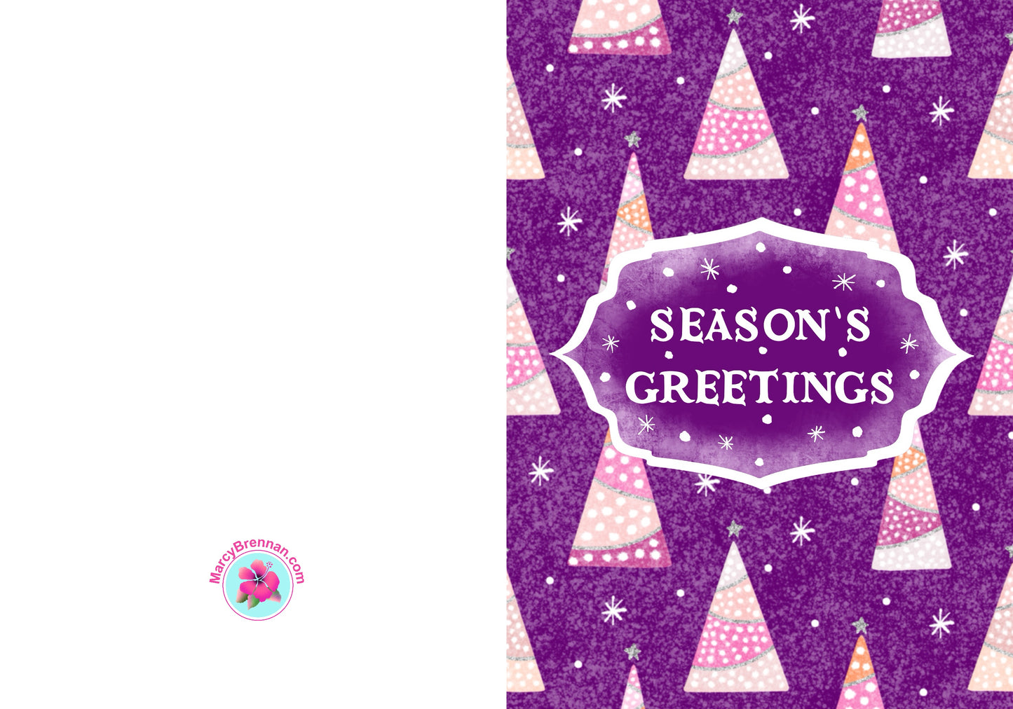 Sparkly Pink Trees Christmas Card - Instant Digital Download