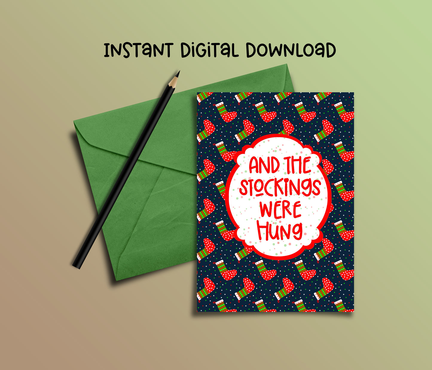 Christmas Stockings Christmas Card - Instant Digital Download