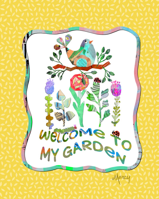 Welcome to My Garden Collage Illustration Digital Download