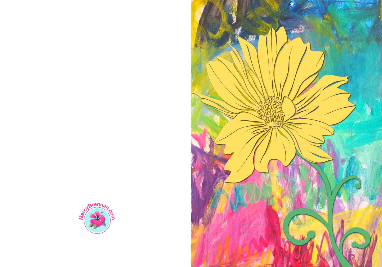 Yellow Cosmos Valentine Card - Instant Digital Download