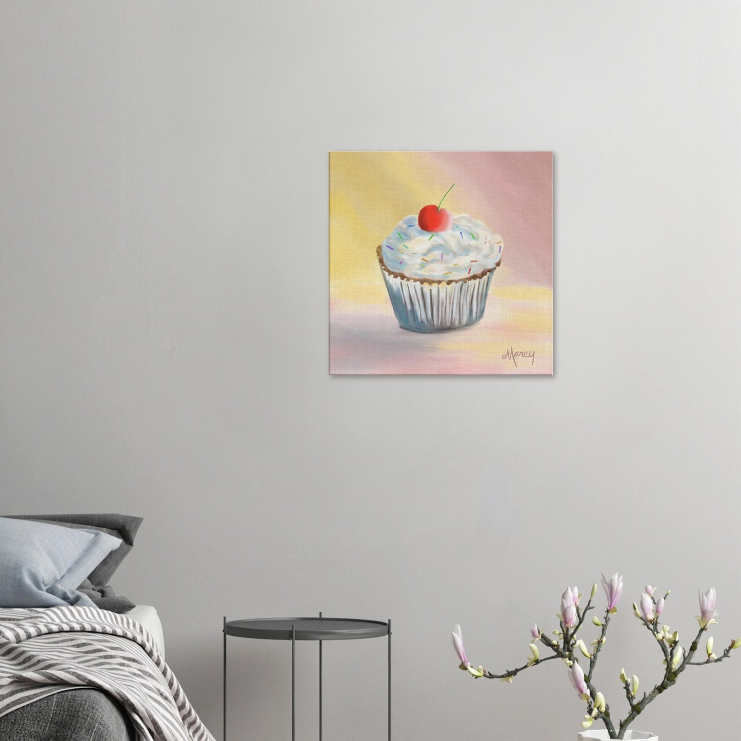 Birthday Cupcake | Painterly Digital Oil Painting | Cupcake Art | Dessert Art | Bakery Art
