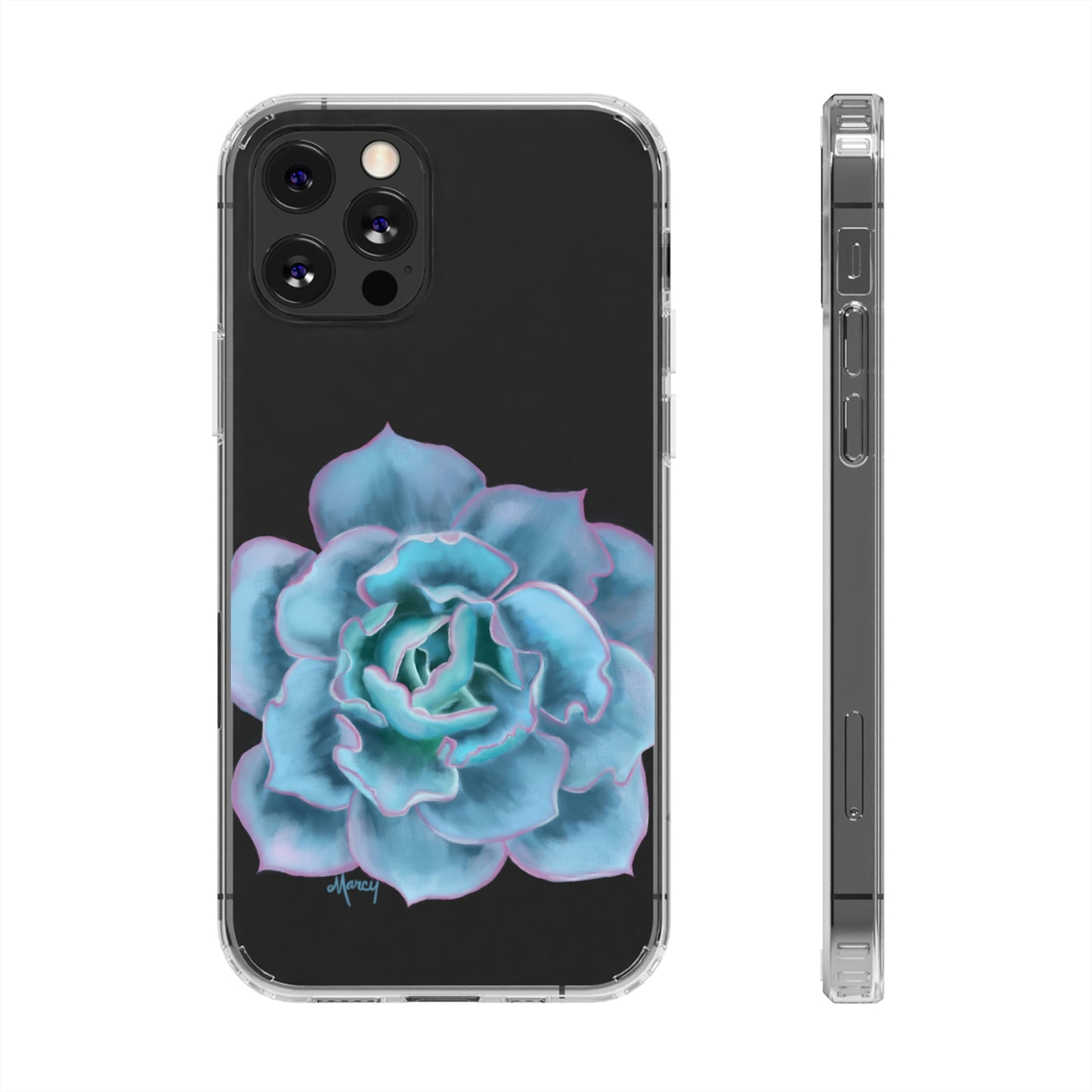 Turquoise Succulent Clear Cases