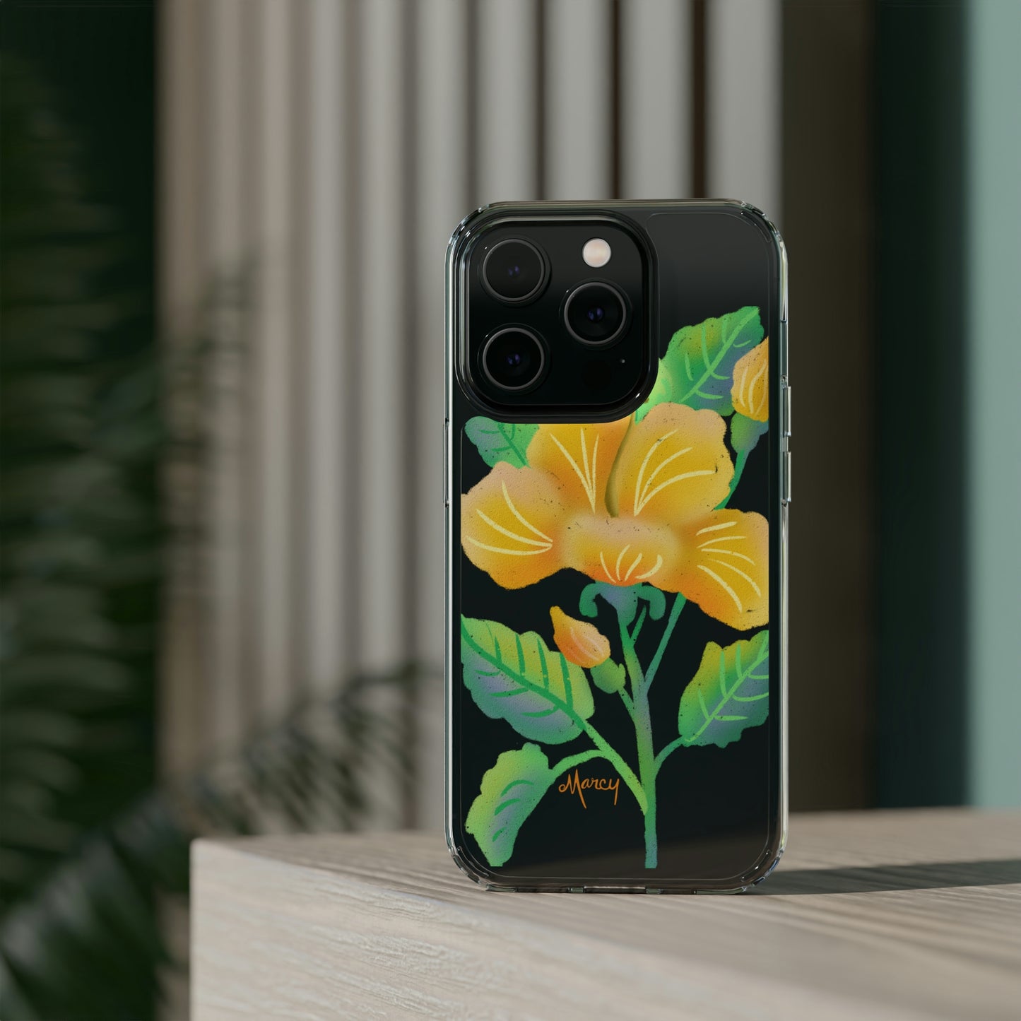 Yellow Hibiscus Blossom Clear Cases