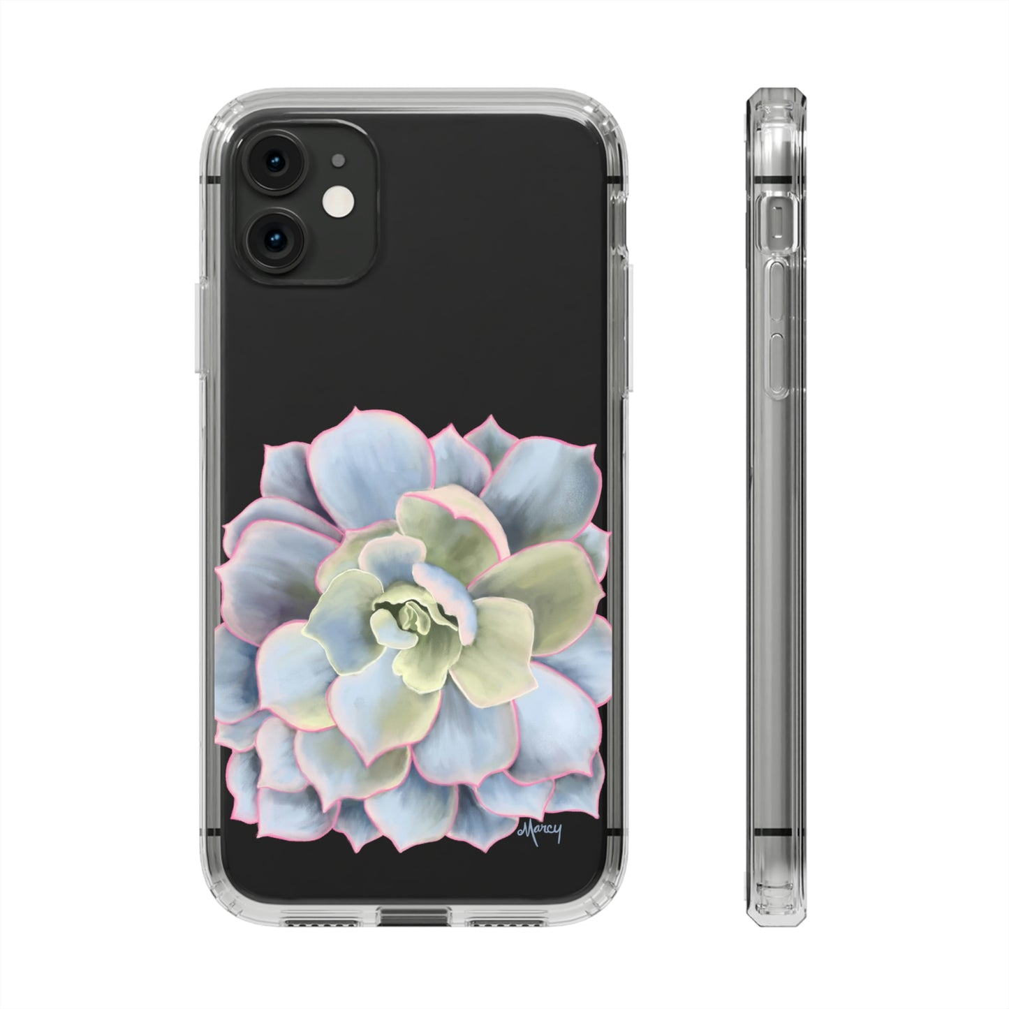 Blue and Green Succulent Clear Cases