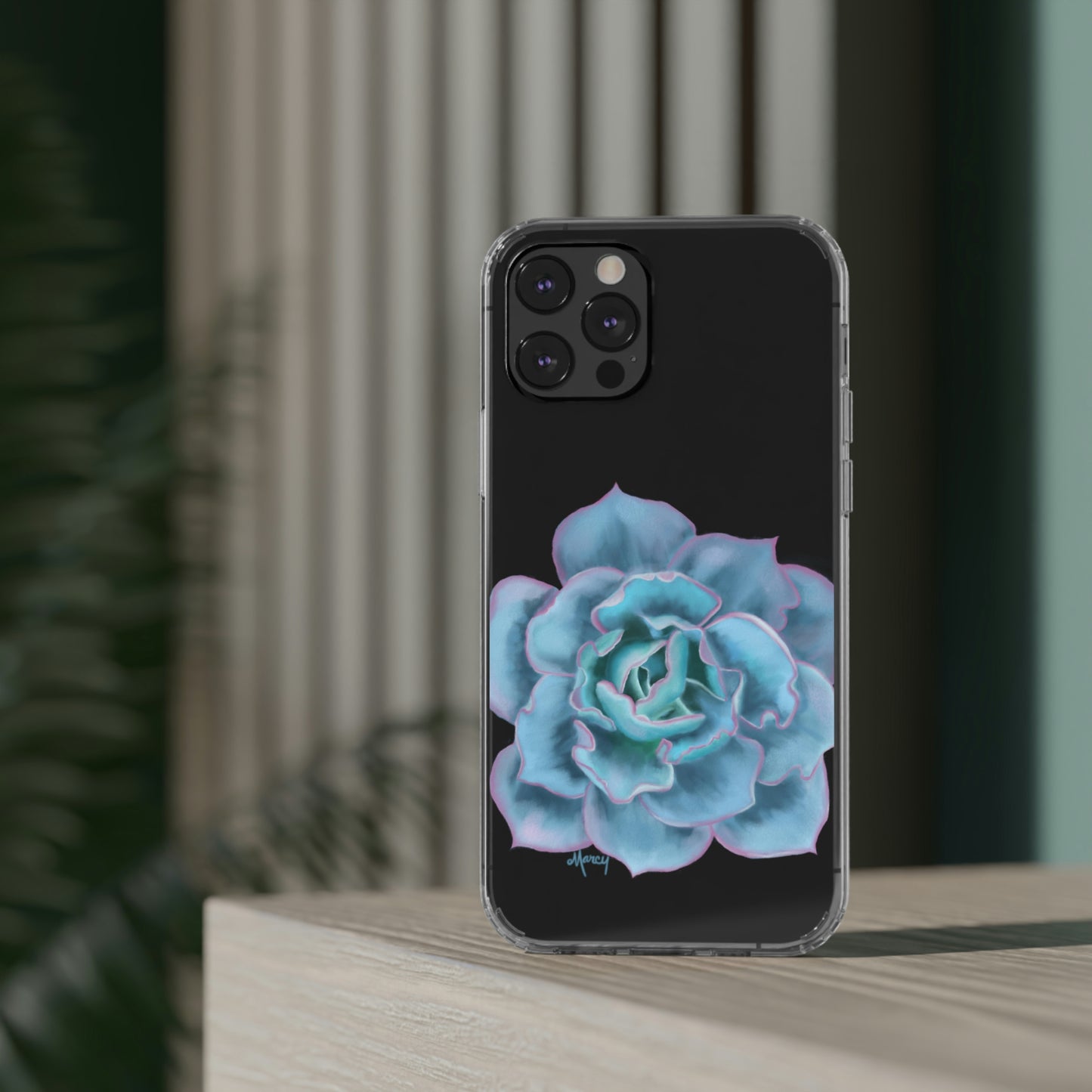 Turquoise Succulent Clear Cases