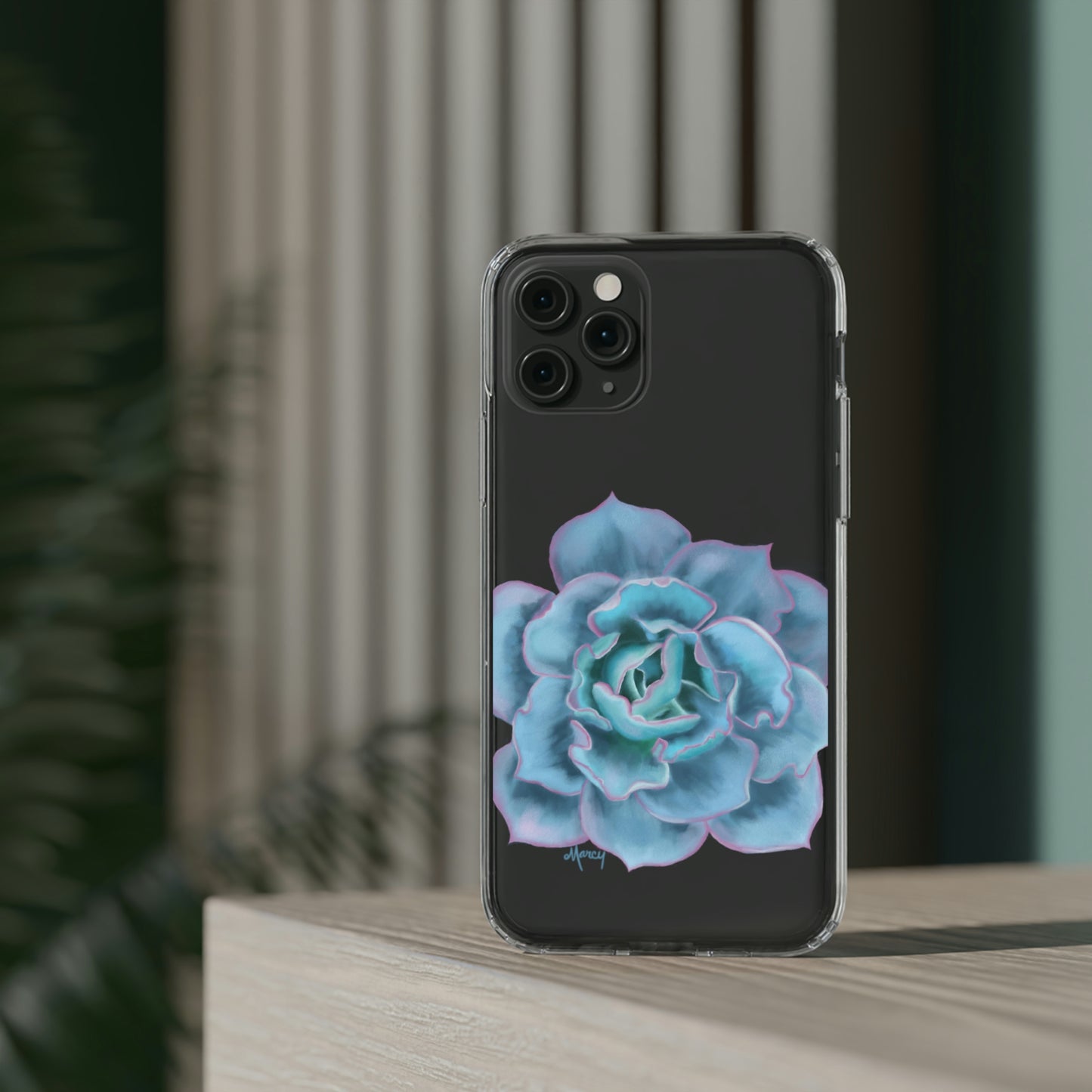 Turquoise Succulent Clear Cases