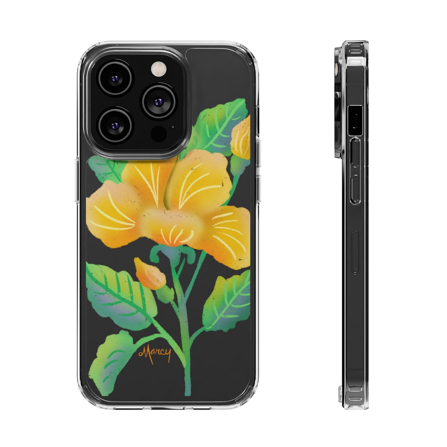 Yellow Hibiscus Blossom Clear Cases