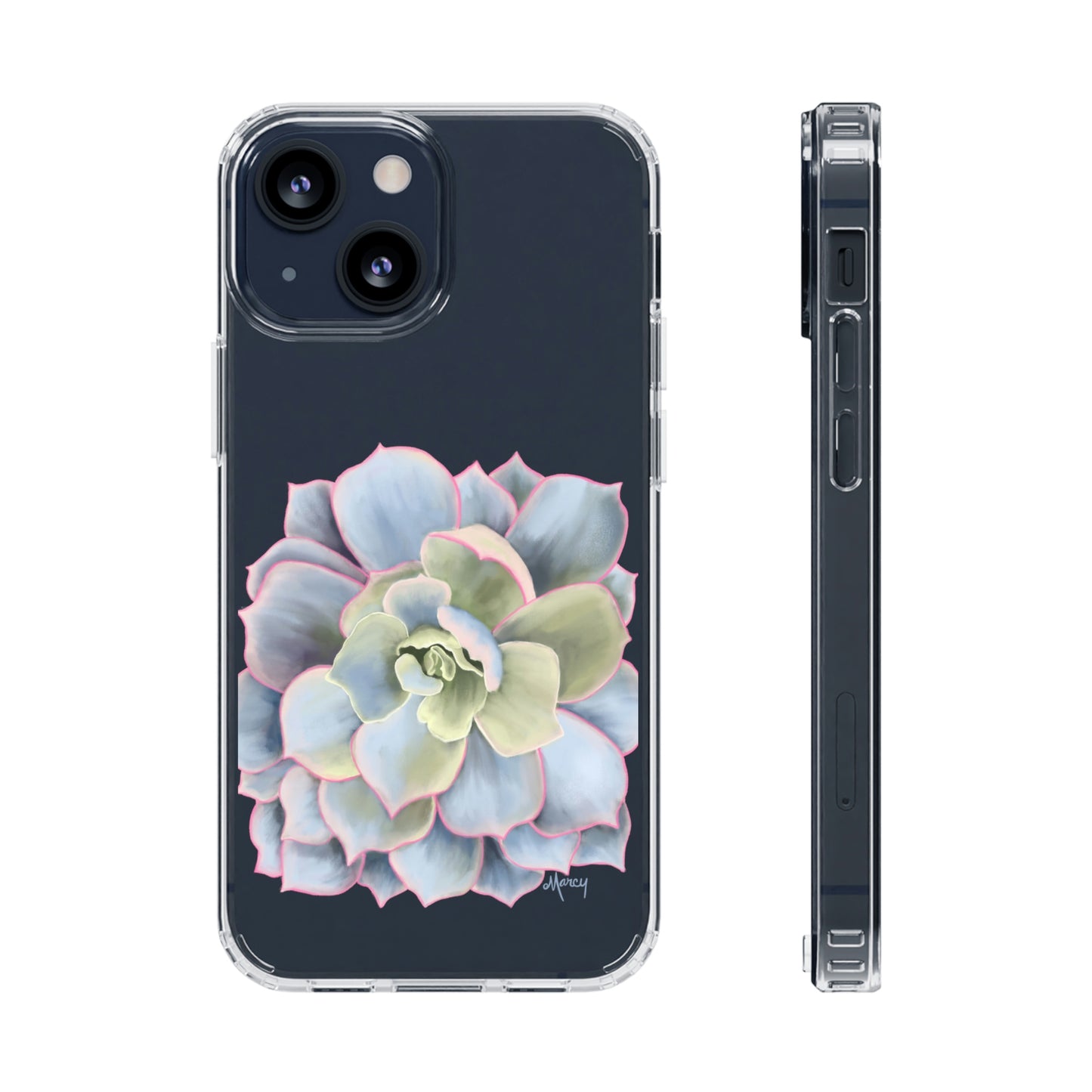 Blue and Green Succulent Clear Cases