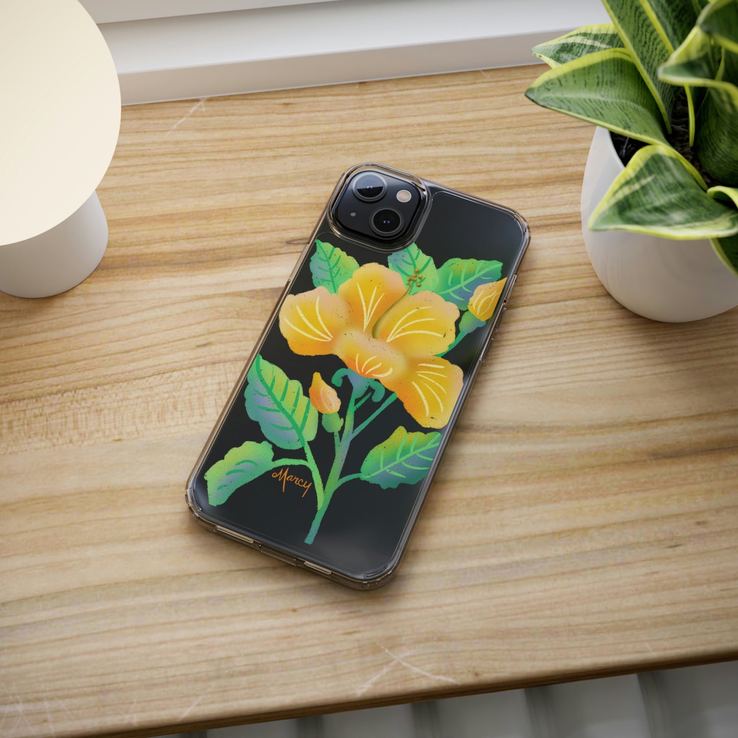 Yellow Hibiscus Blossom Clear Cases