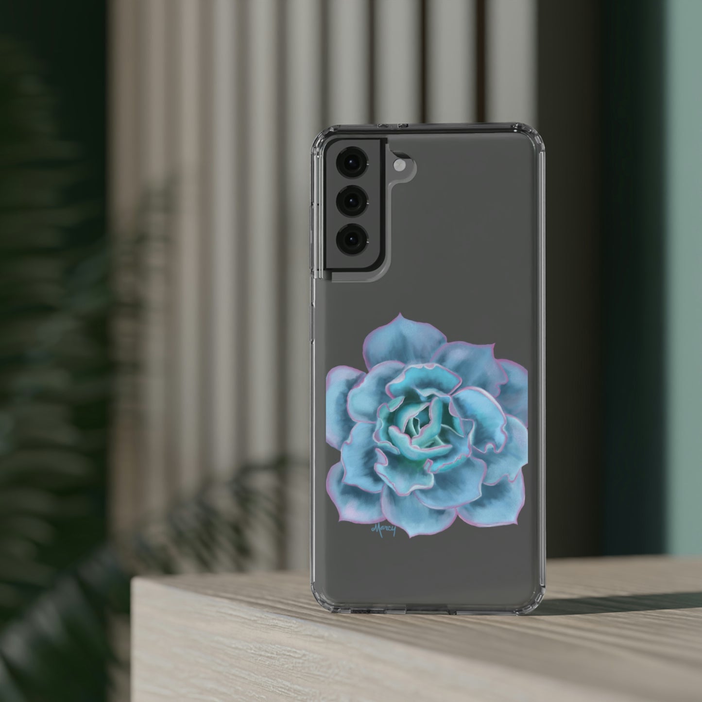 Turquoise Succulent Clear Cases