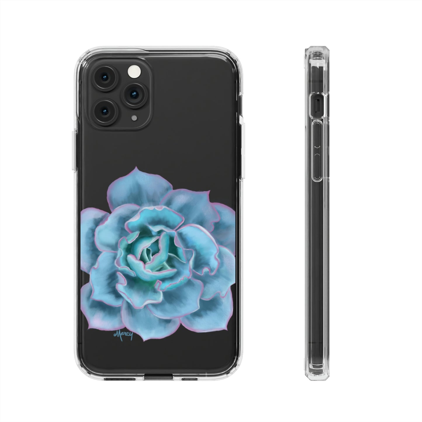 Turquoise Succulent Clear Cases