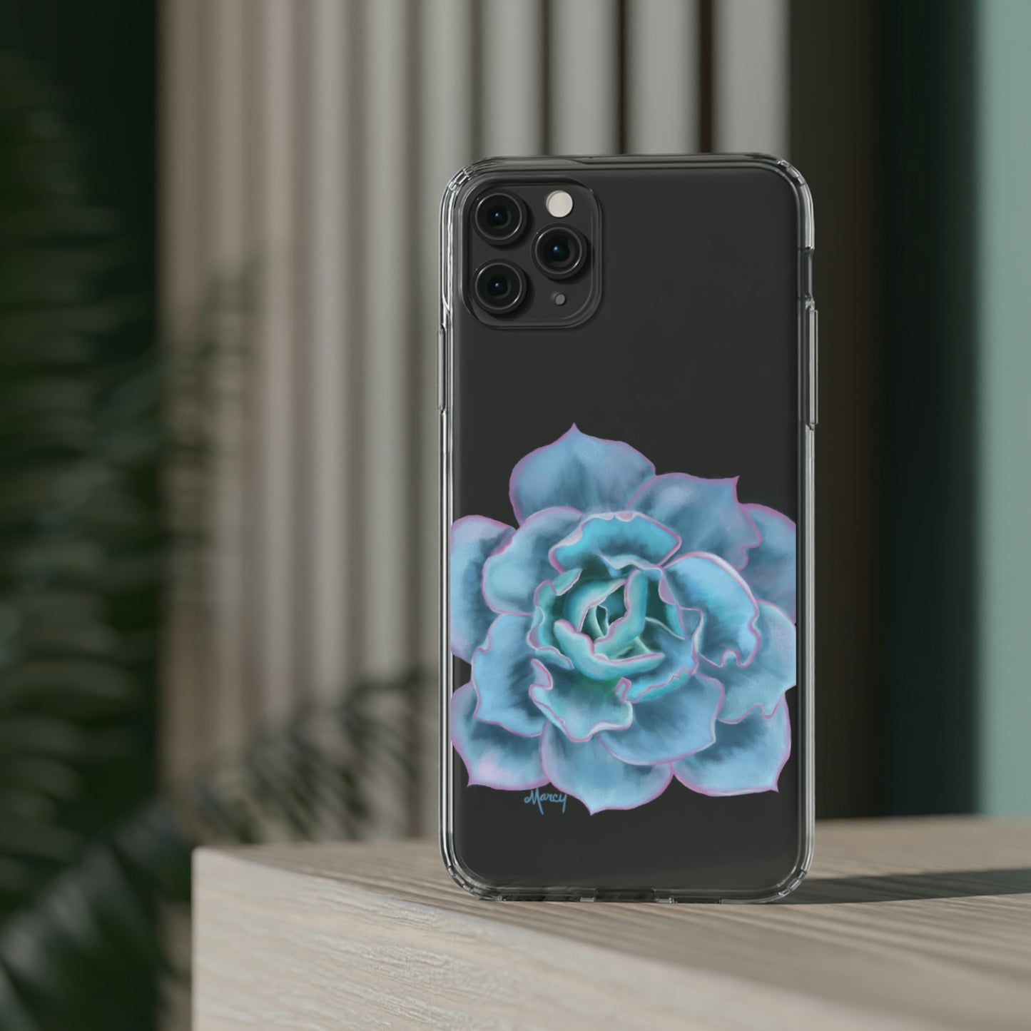 Turquoise Succulent Clear Cases