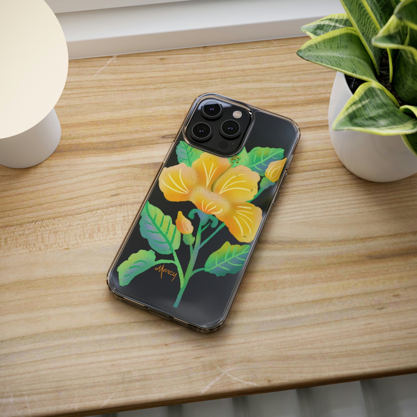 Yellow Hibiscus Blossom Clear Cases