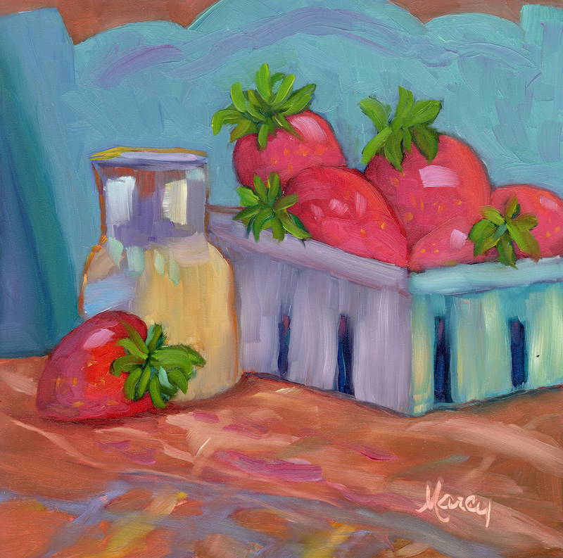 Strawberries and Cream Original Oil & Stretched Canvas Prints
