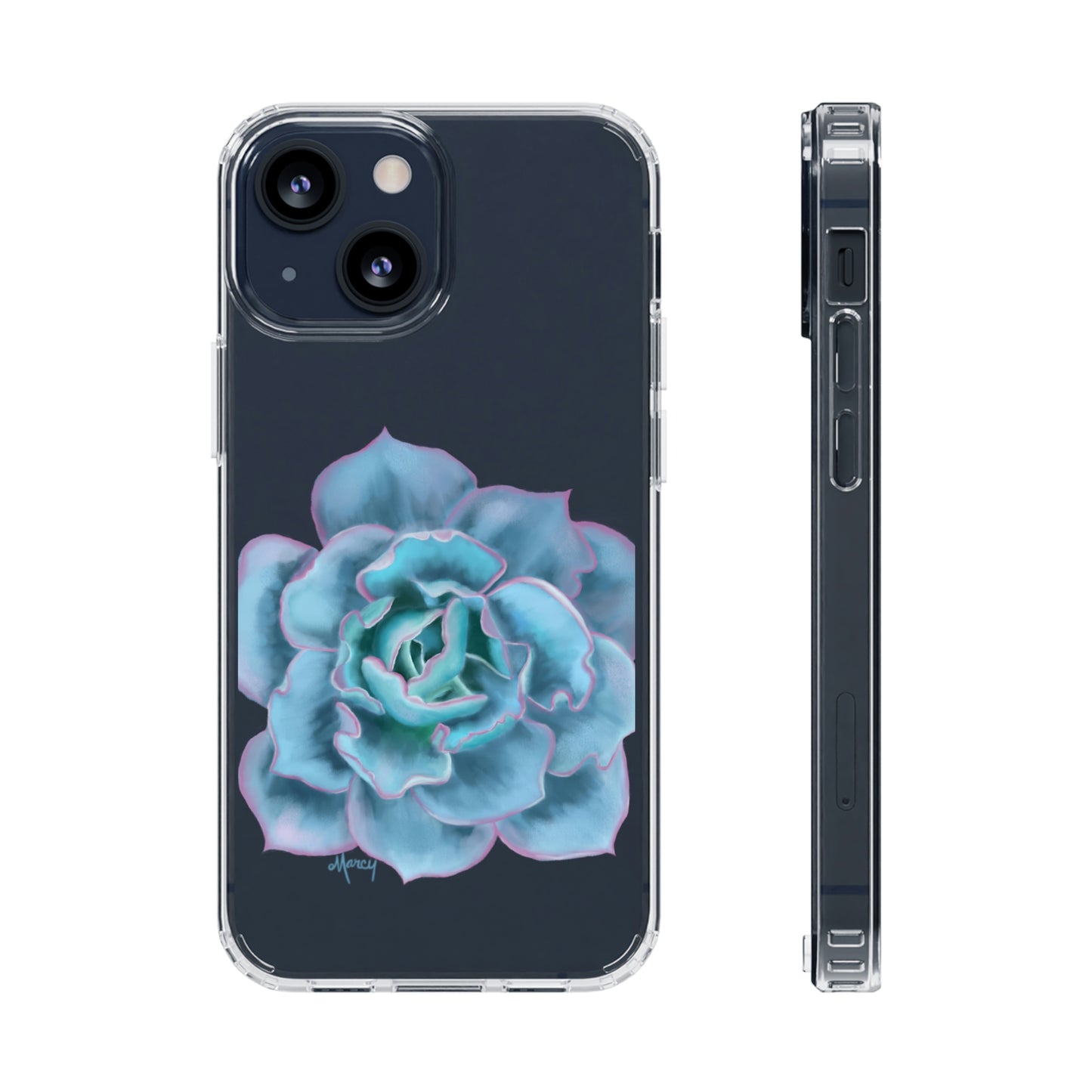 Turquoise Succulent Clear Cases