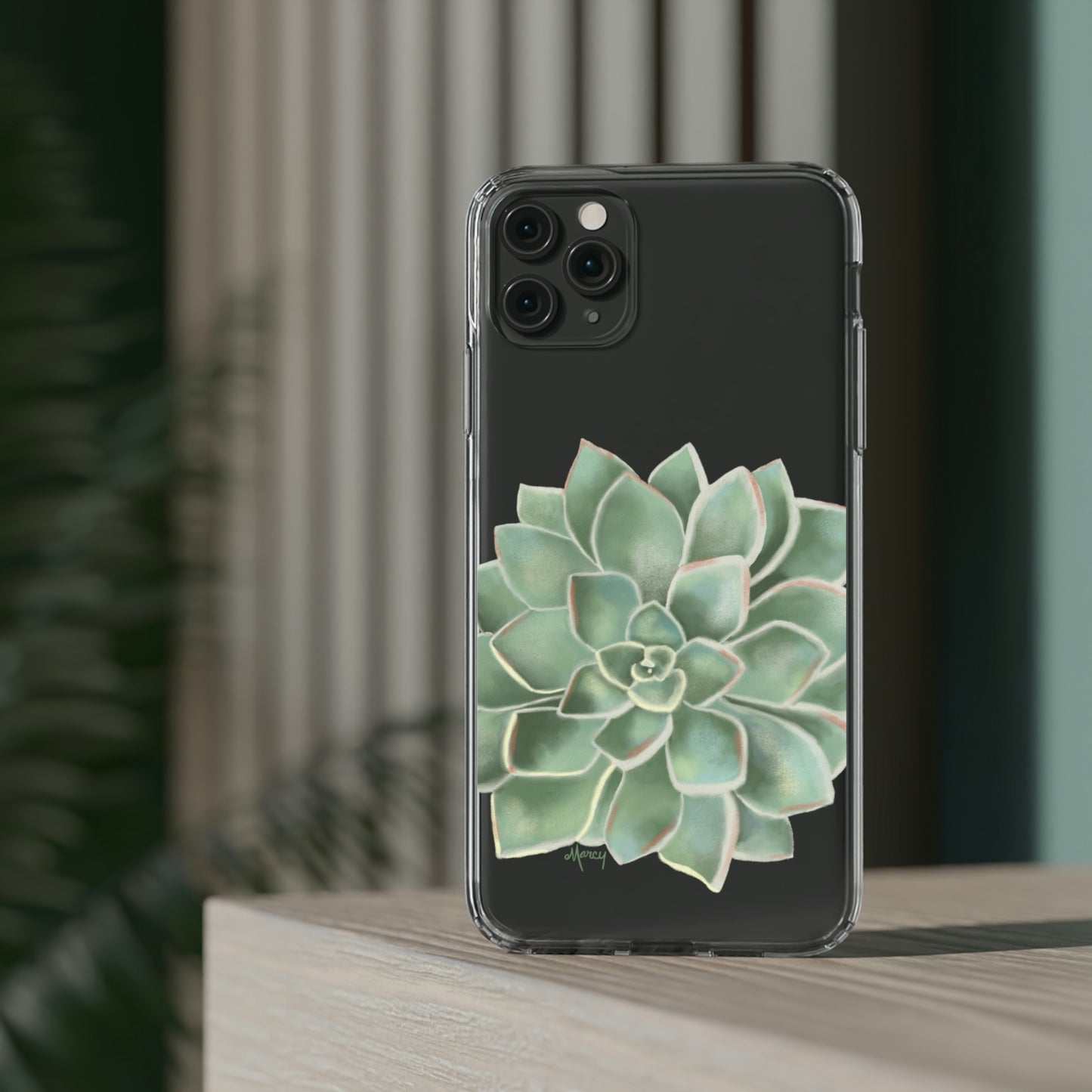 Green Succulent Clear Cases