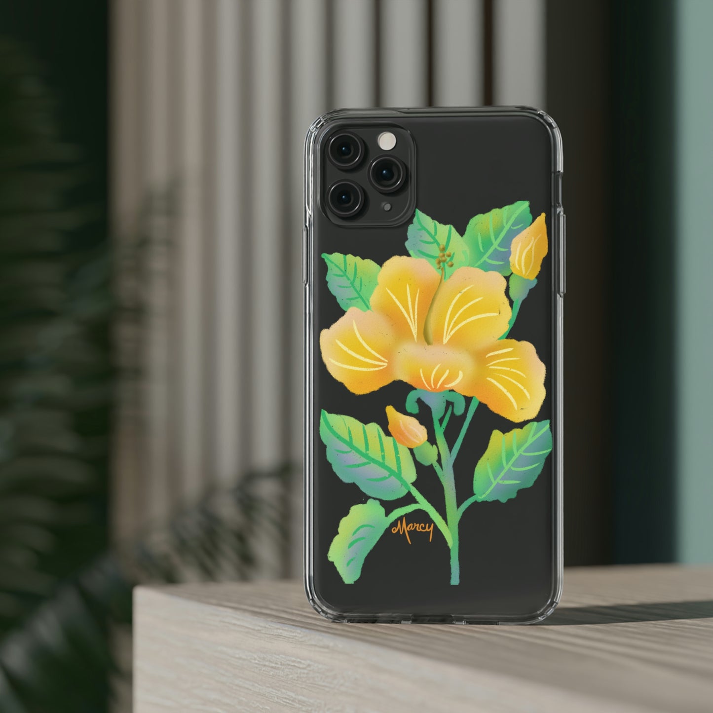 Yellow Hibiscus Blossom Clear Cases