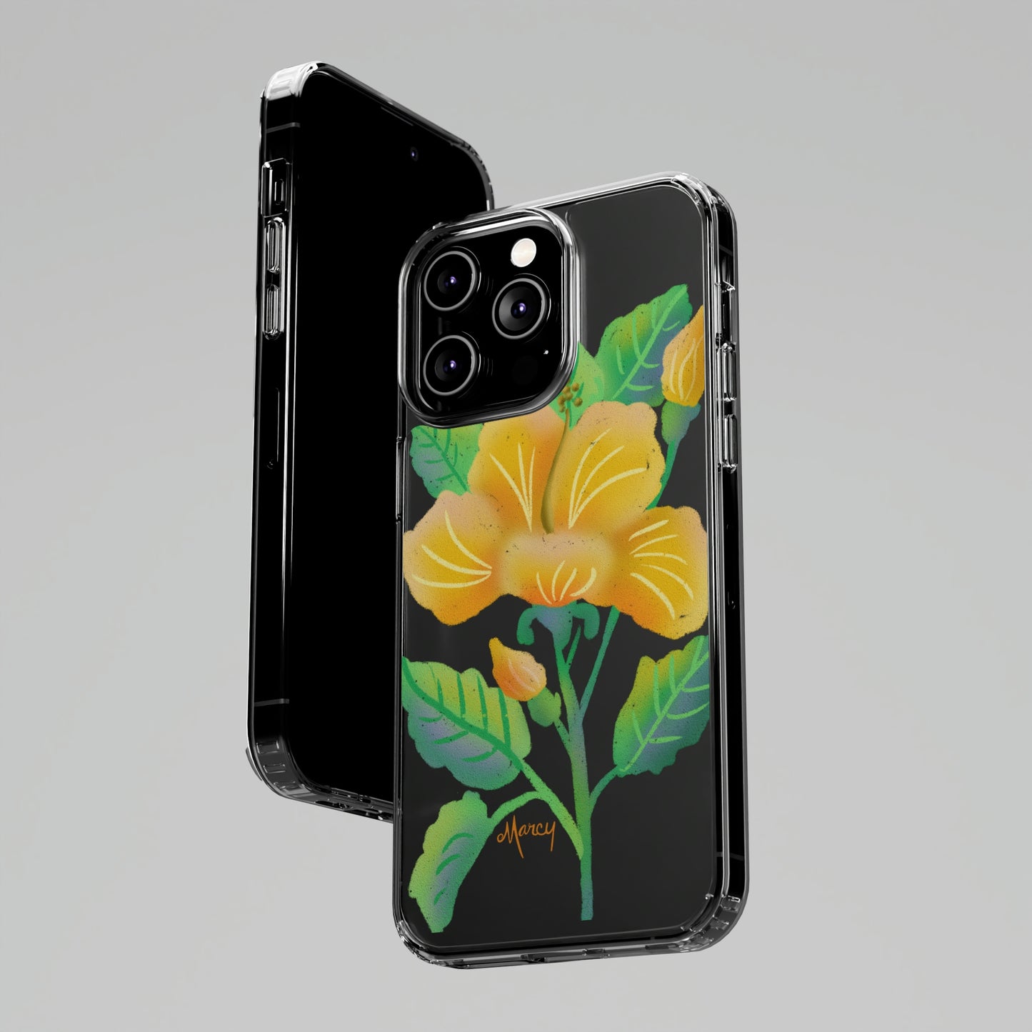 Yellow Hibiscus Blossom Clear Cases