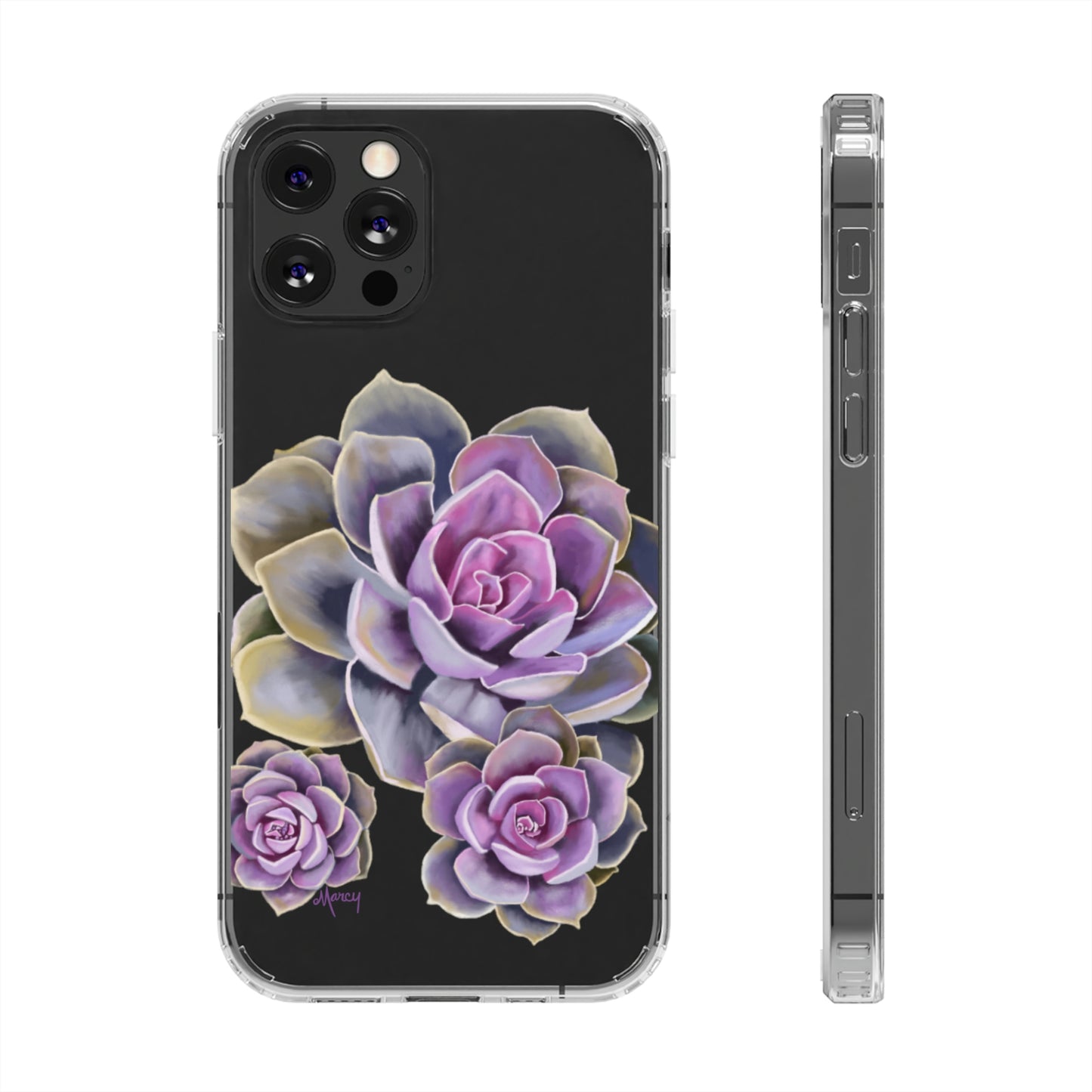 Pink Succulent Trio Clear Cases