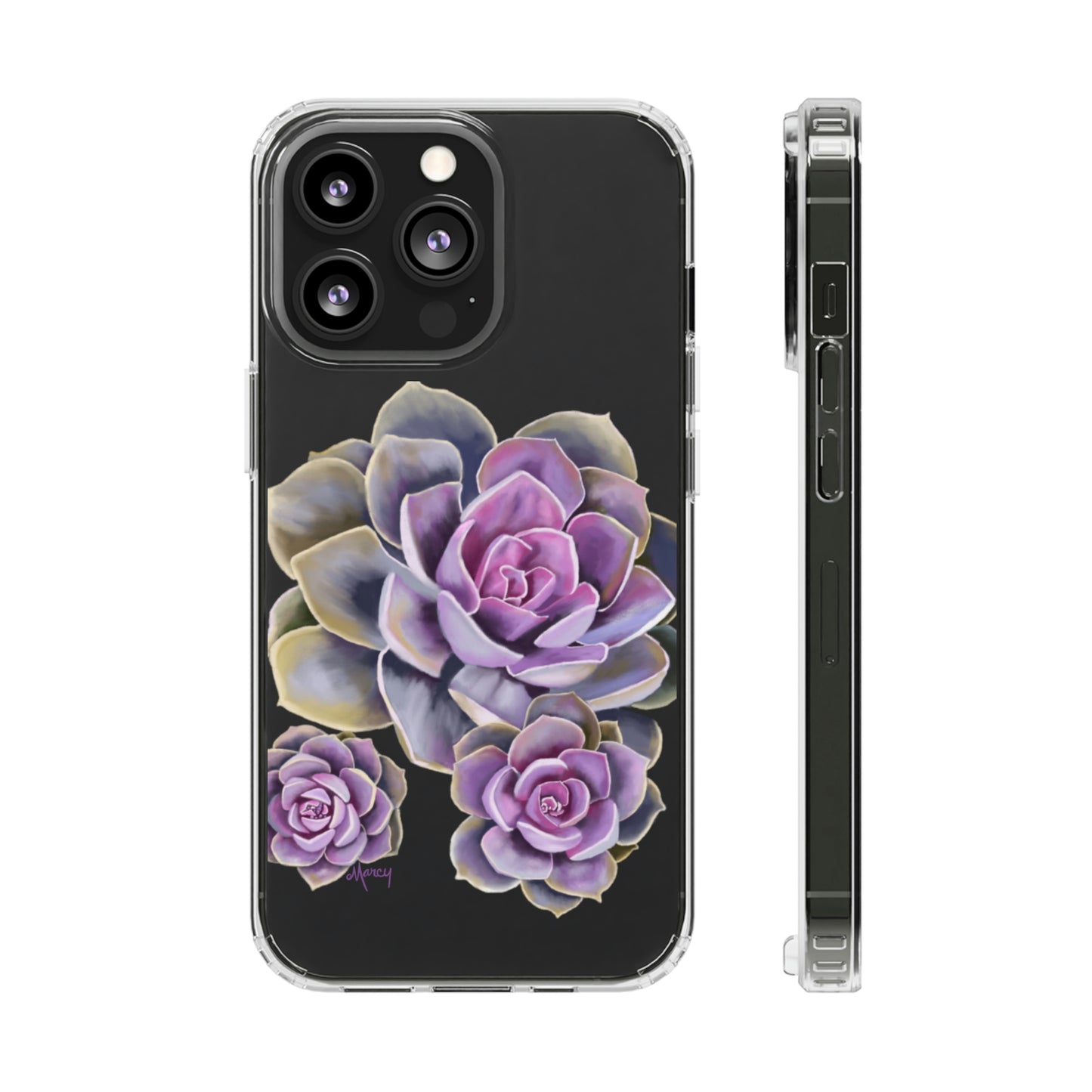 Pink Succulent Trio Clear Cases
