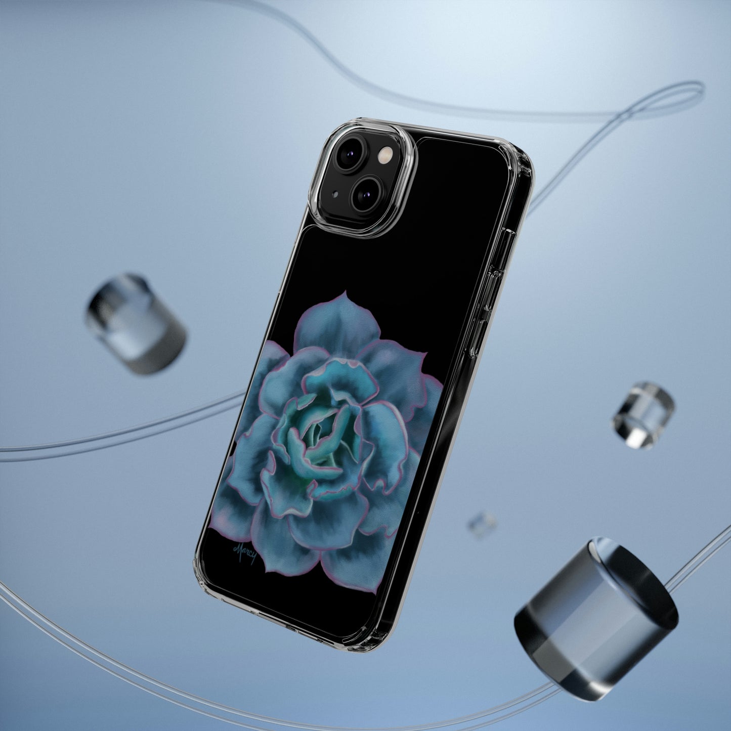 Turquoise Succulent Clear Cases