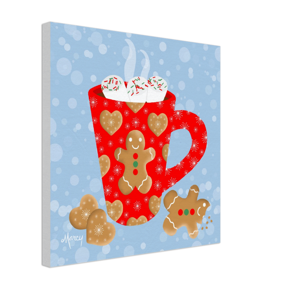 Hot Chocolate and Gingerbread Cookies on Stretched Canvas