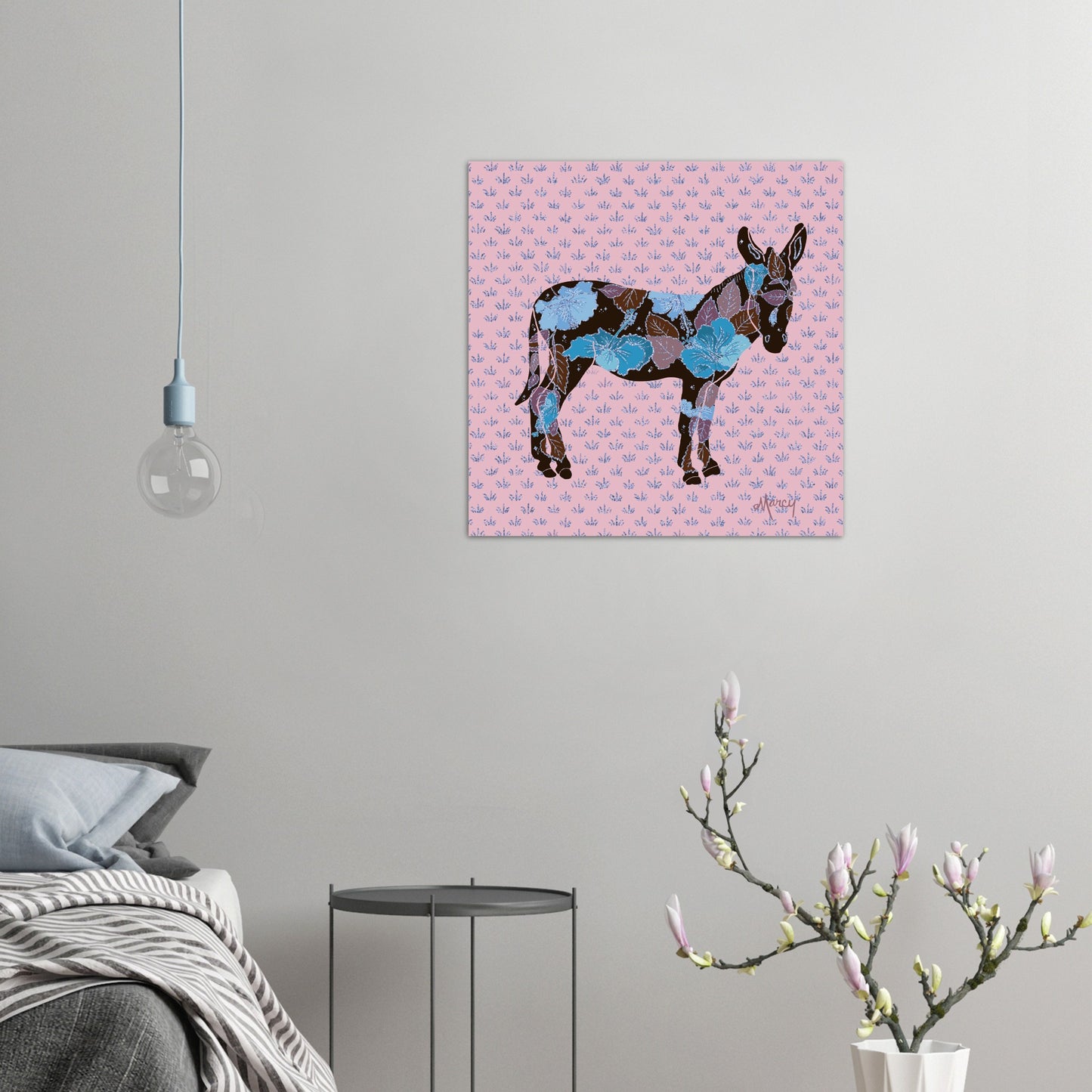 Ellie — Floral Donkey Aluminum Print