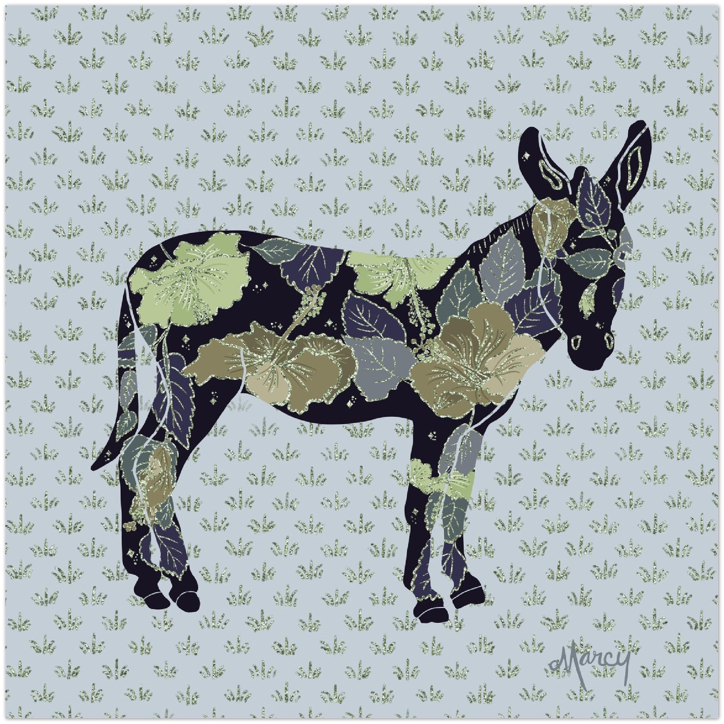 Ava — Floral Donkey Aluminum Print