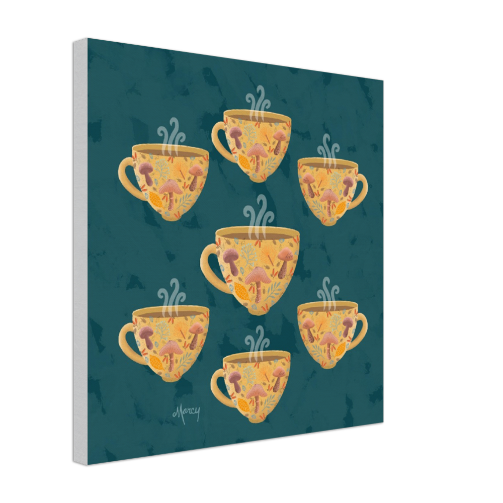 Autumn Botanicals Cozy Fall Mugs on Stretched Canvas