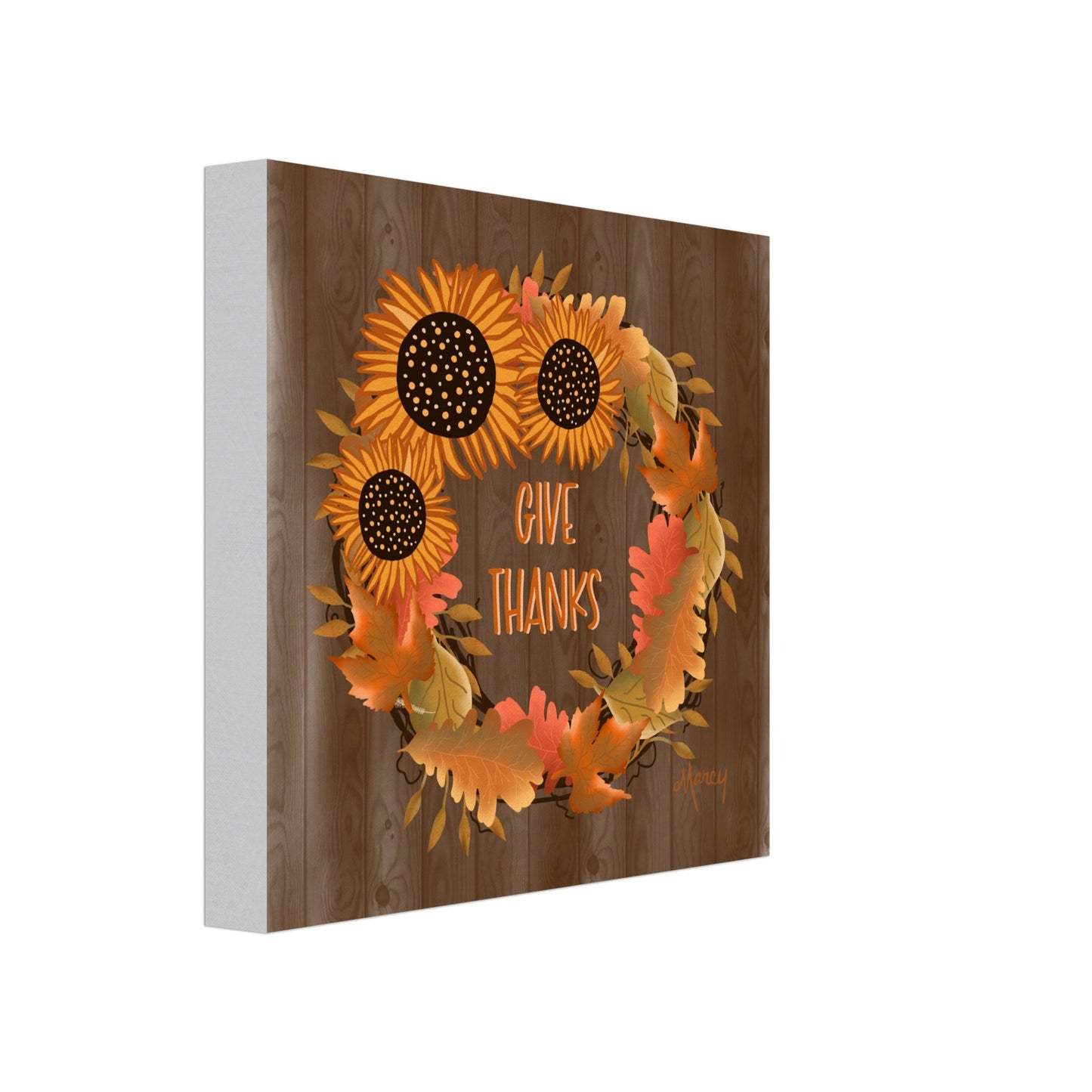 Thanksgiving Wreath on Stretched Canvas