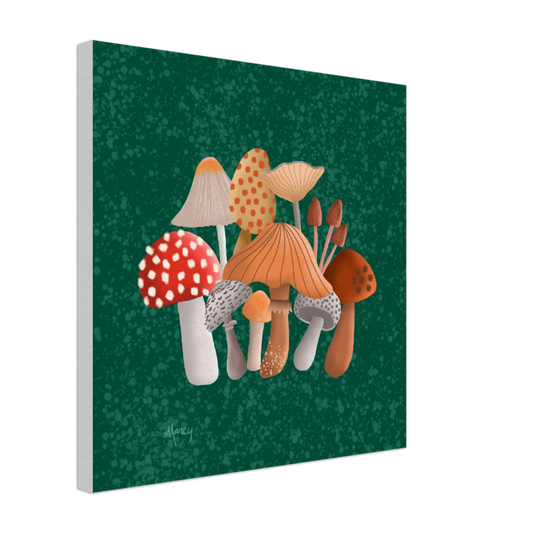 Mushroom Menagerie on Stretched Canvas