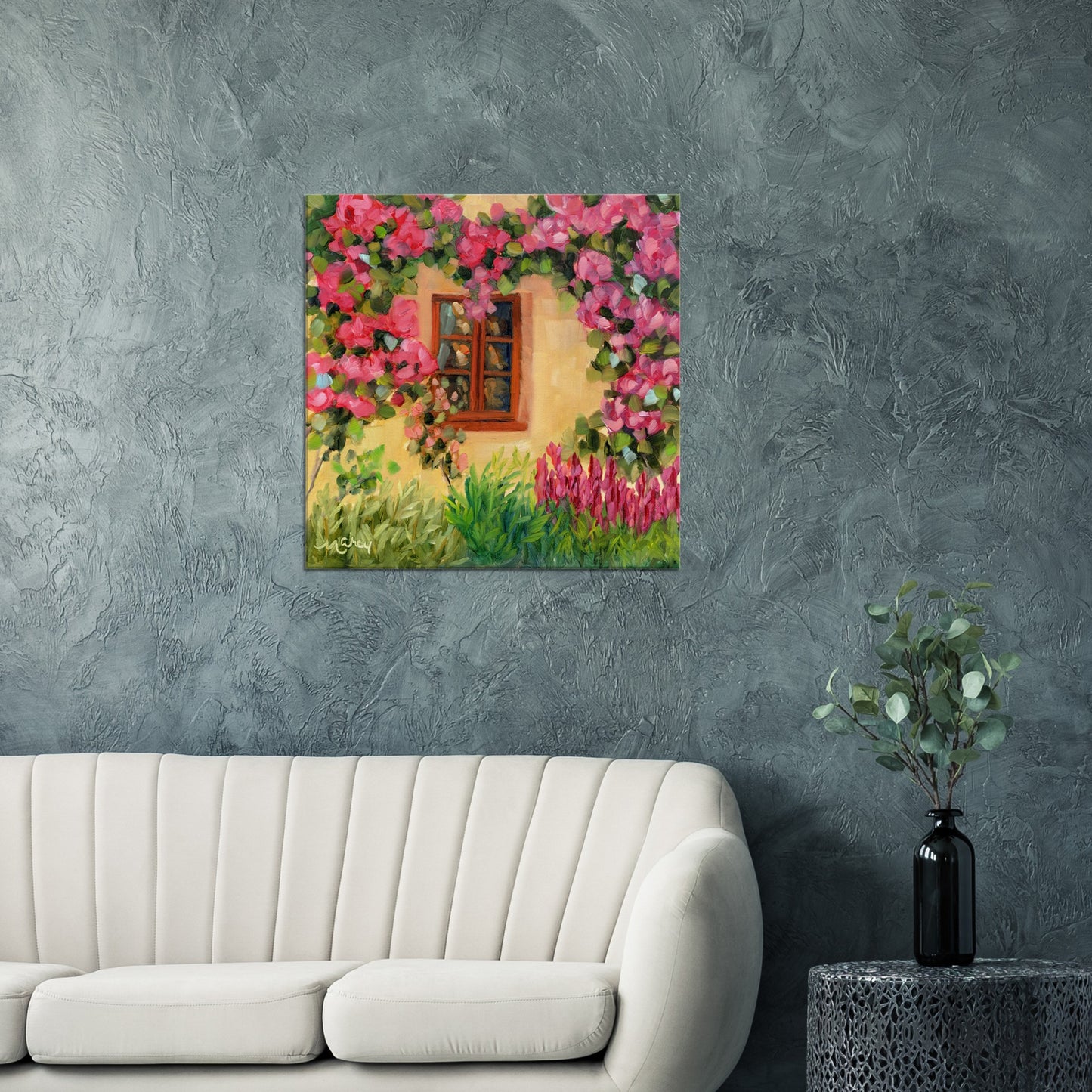 Roses at My Tuscan Villa Window Original Oil & Stretched Canvas Prints