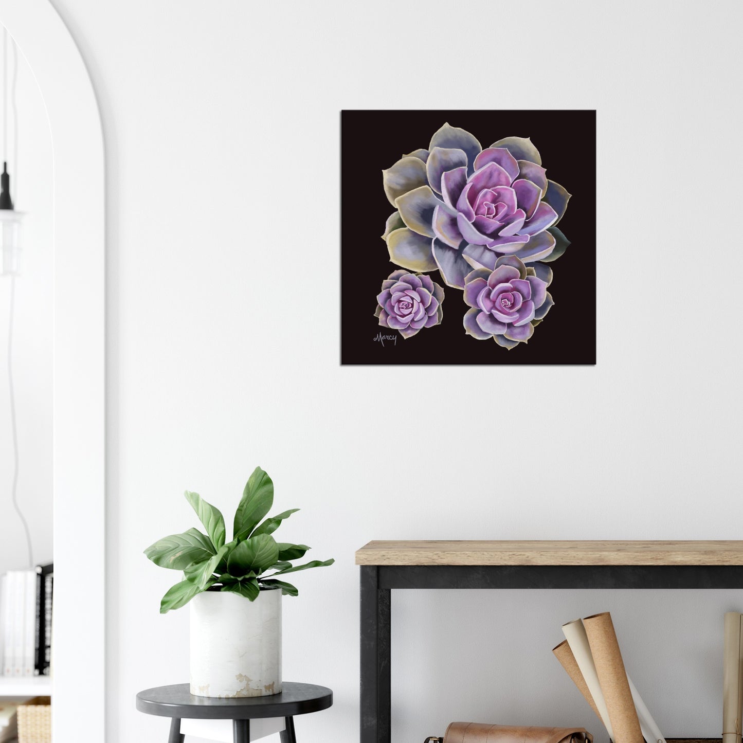 Succulent of the Month | June | on Stretched Canvas | Echeveria Succulent