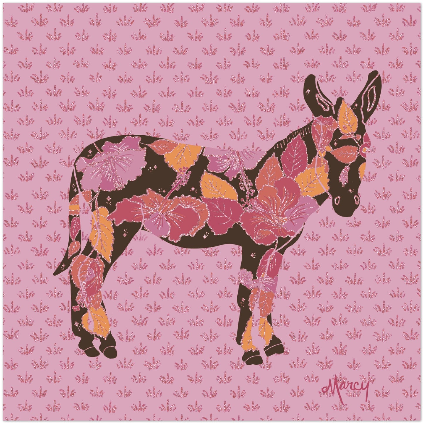 Gracie — Floral Donkey Aluminum Print