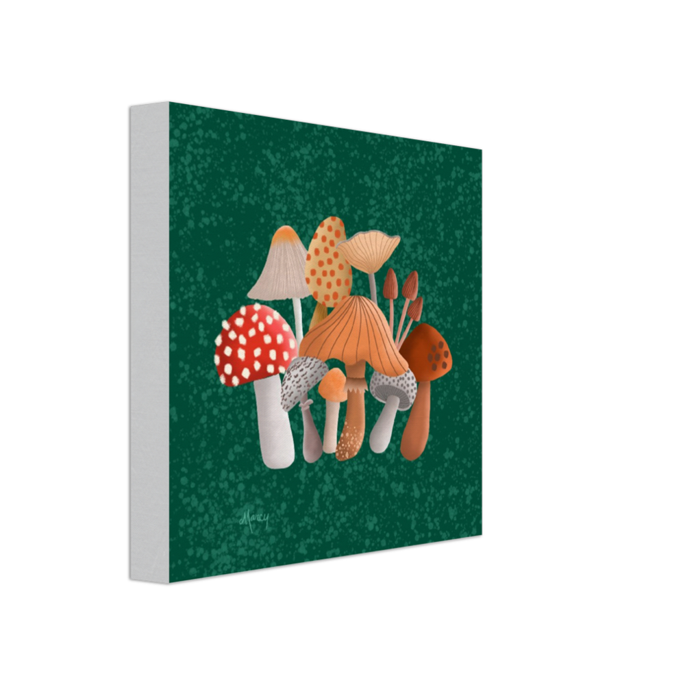 Mushroom Menagerie on Stretched Canvas