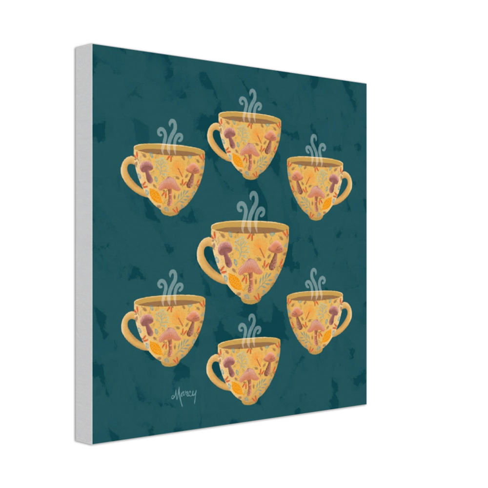 Autumn Botanicals Cozy Fall Mugs on Stretched Canvas