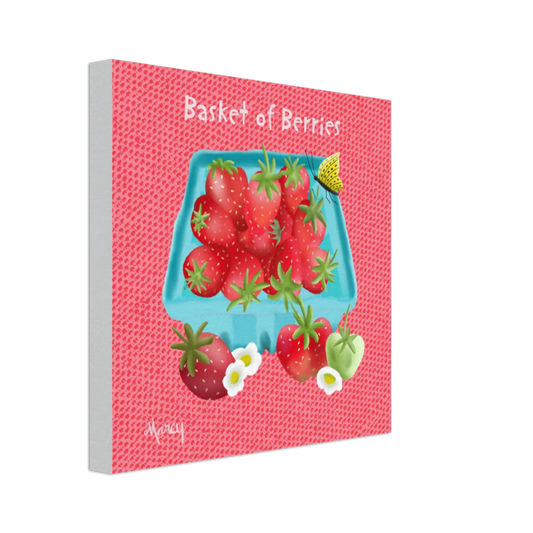 Basket of Berries on Stretched Canvas