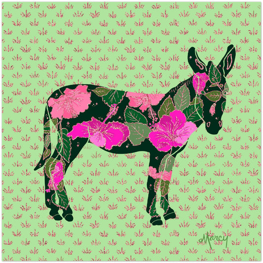 Pamela — Floral Donkey Aluminum Print