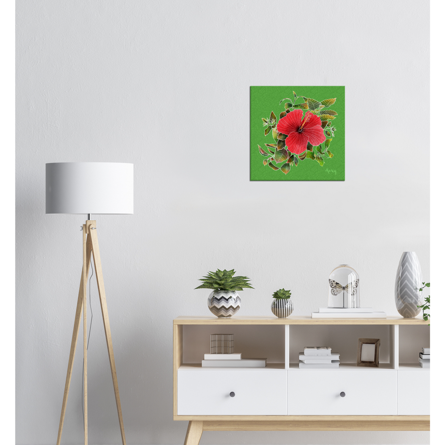 Hibiscus of the Month - January — in Coral on Stretched Canvas
